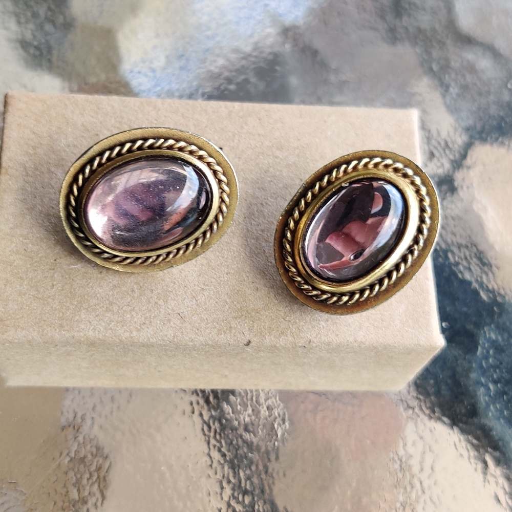 Pretty YSL Goldtone vintage glass earrings